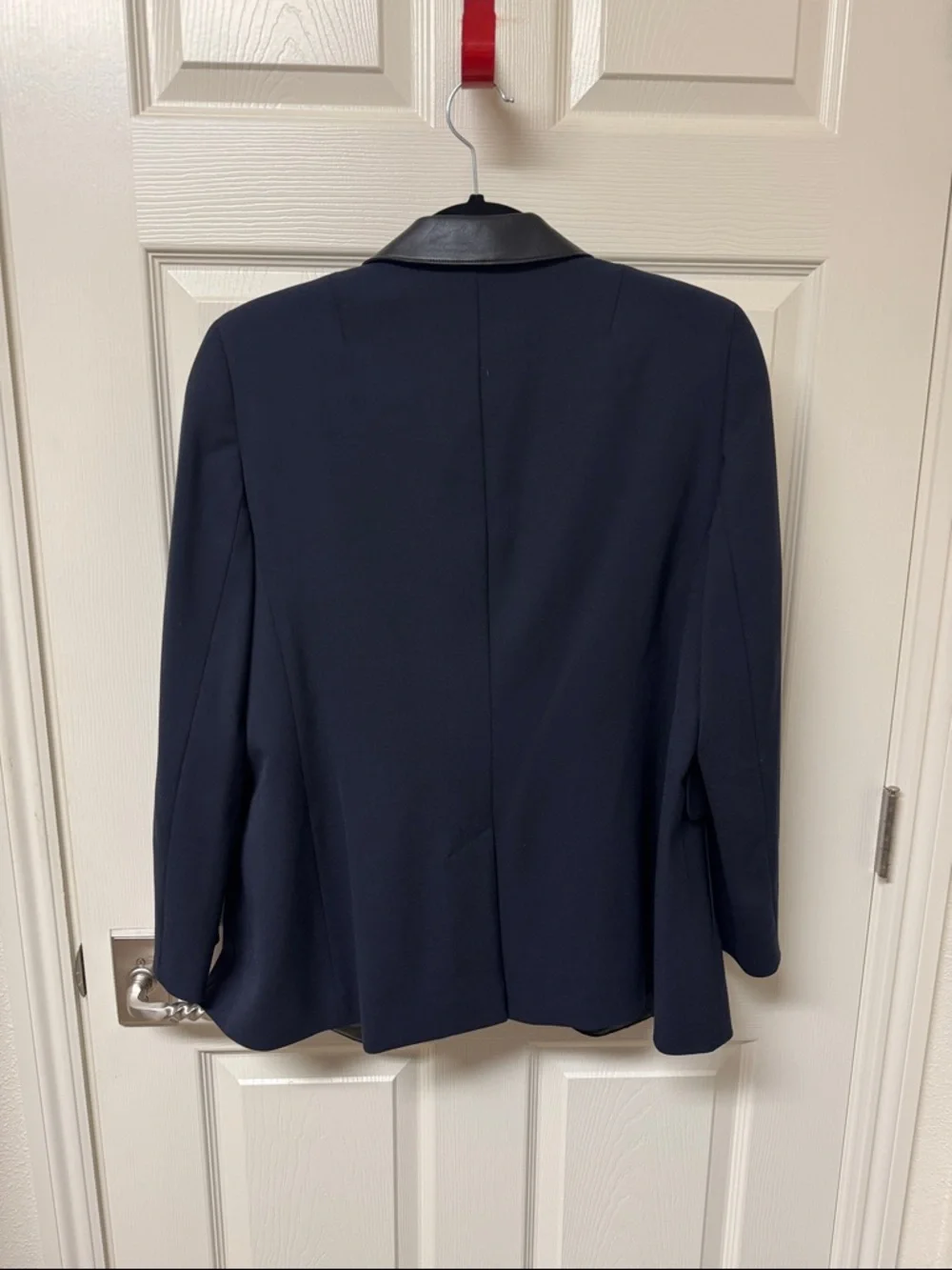 Akris Navy Blazer with Black Leather Lapel - Picture 10 of 10